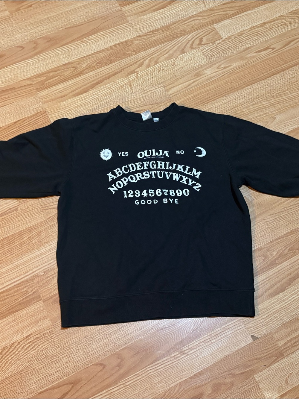 LG Black Crewneck Sweatshirt with White Ouija Graphic